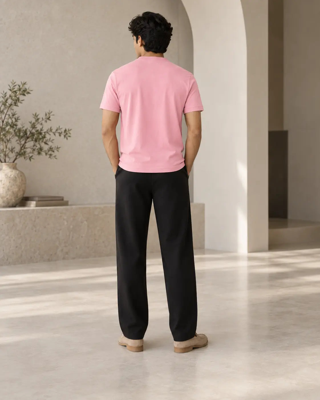 Blush Pink Cotton Crew Neck