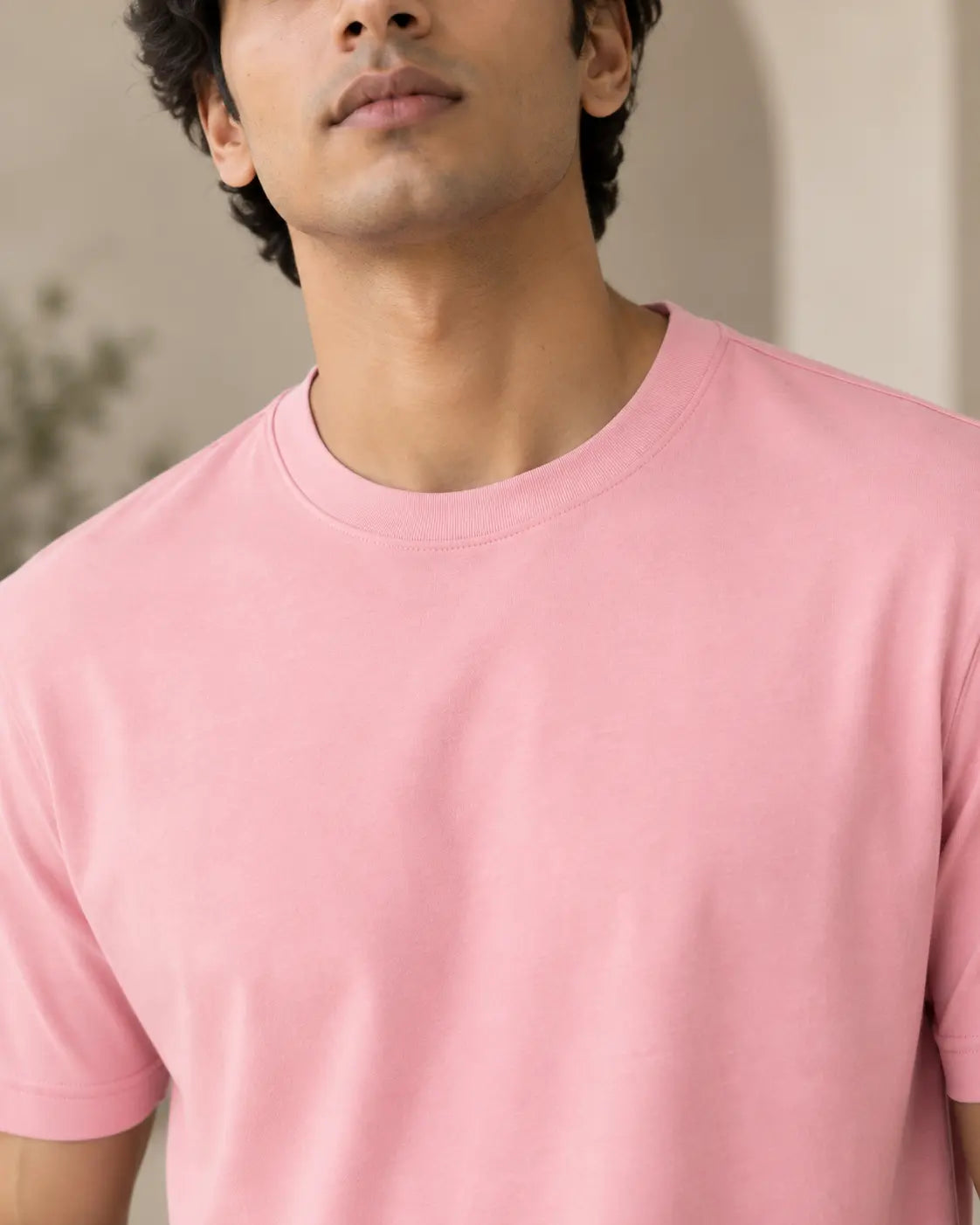 Blush Pink Cotton Crew Neck