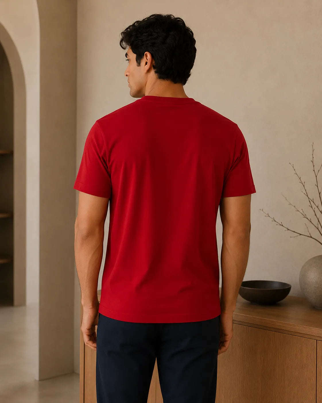 100% Cotton Red Ember Crew Neck