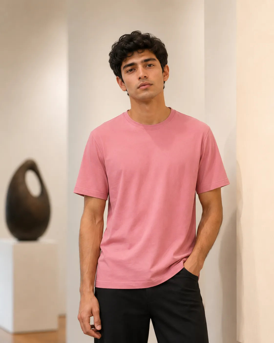 100% Cotton Rose Mist Crew Neck