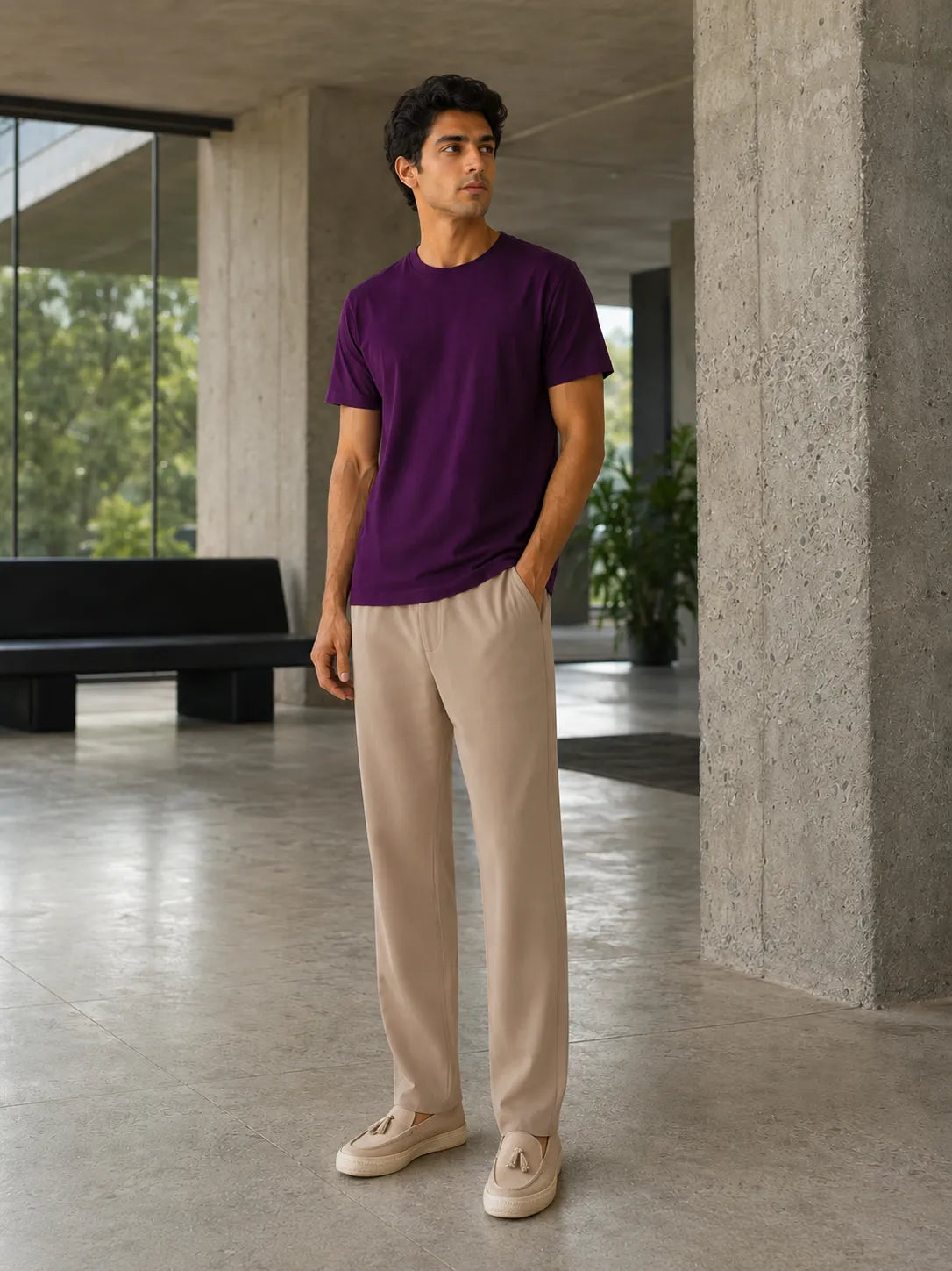 100% Cotton Royal Plum Crew Neck