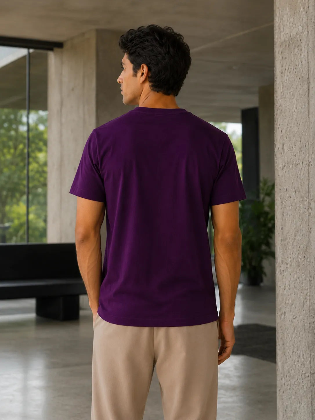 100% Cotton Royal Plum Crew Neck