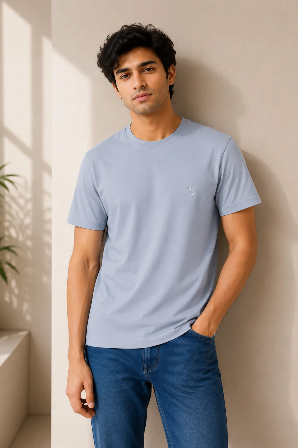 100% Cotton Sage Dust Crew Neck