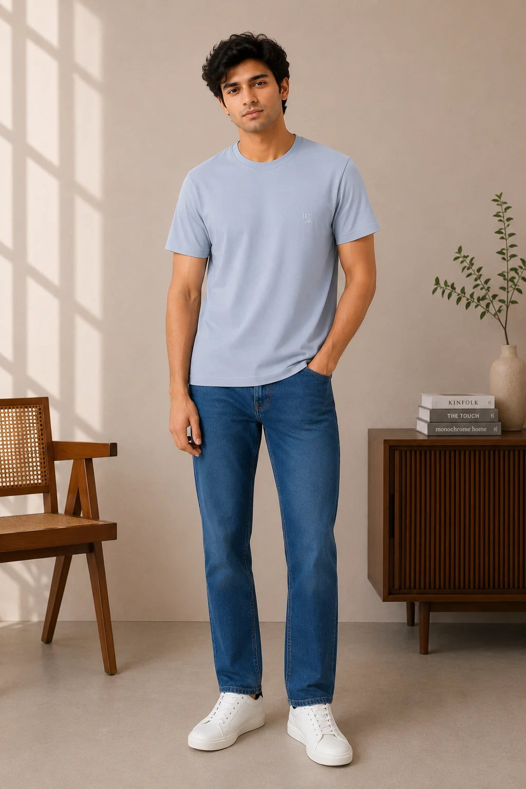 100% Cotton Sage Dust Crew Neck