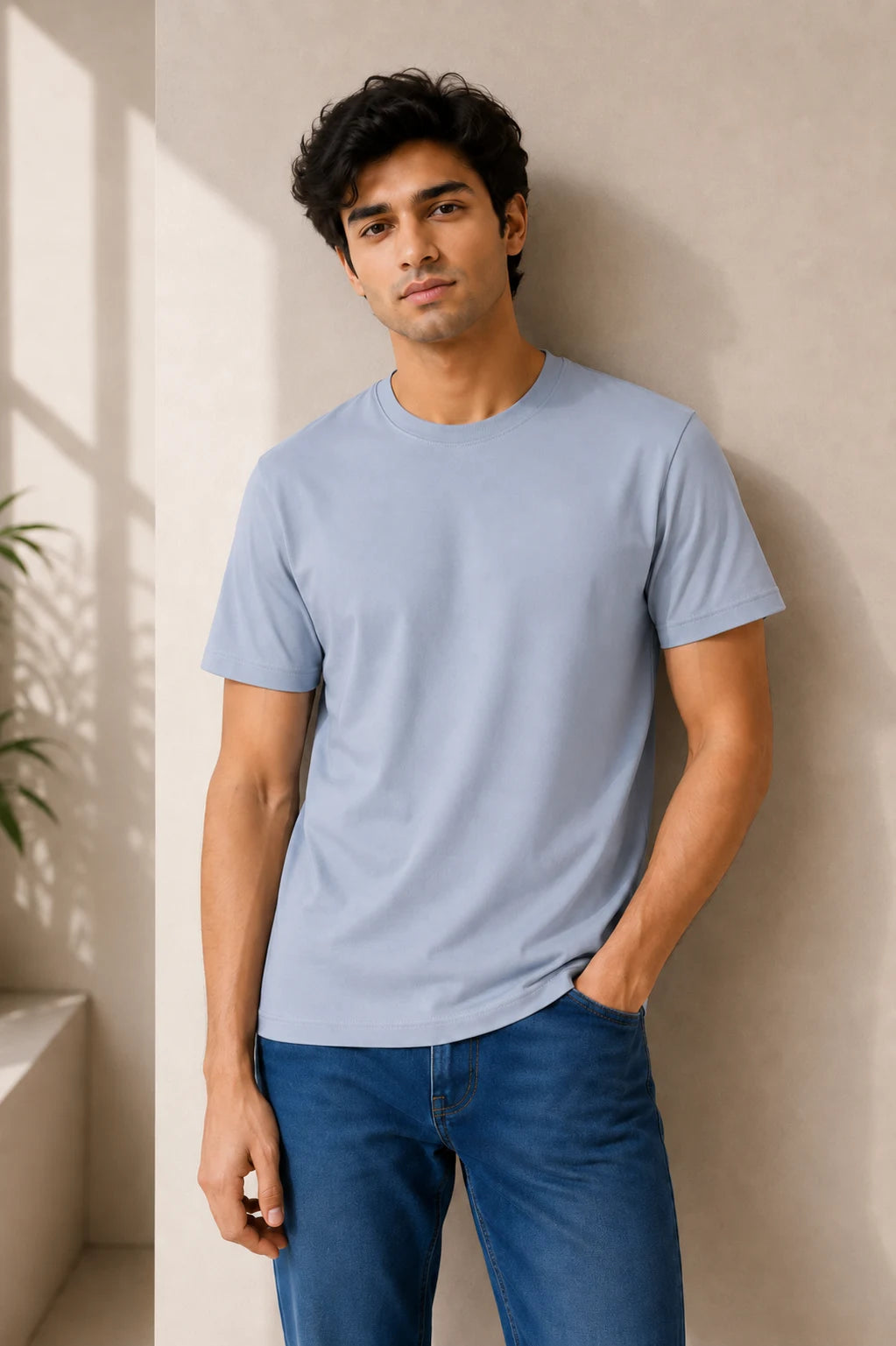 100% Cotton Sage Dust Crew Neck