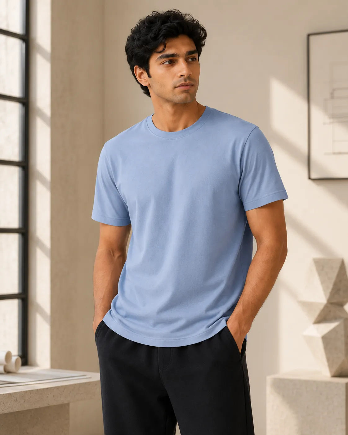 100% Cotton Sage Dust Crew Neck