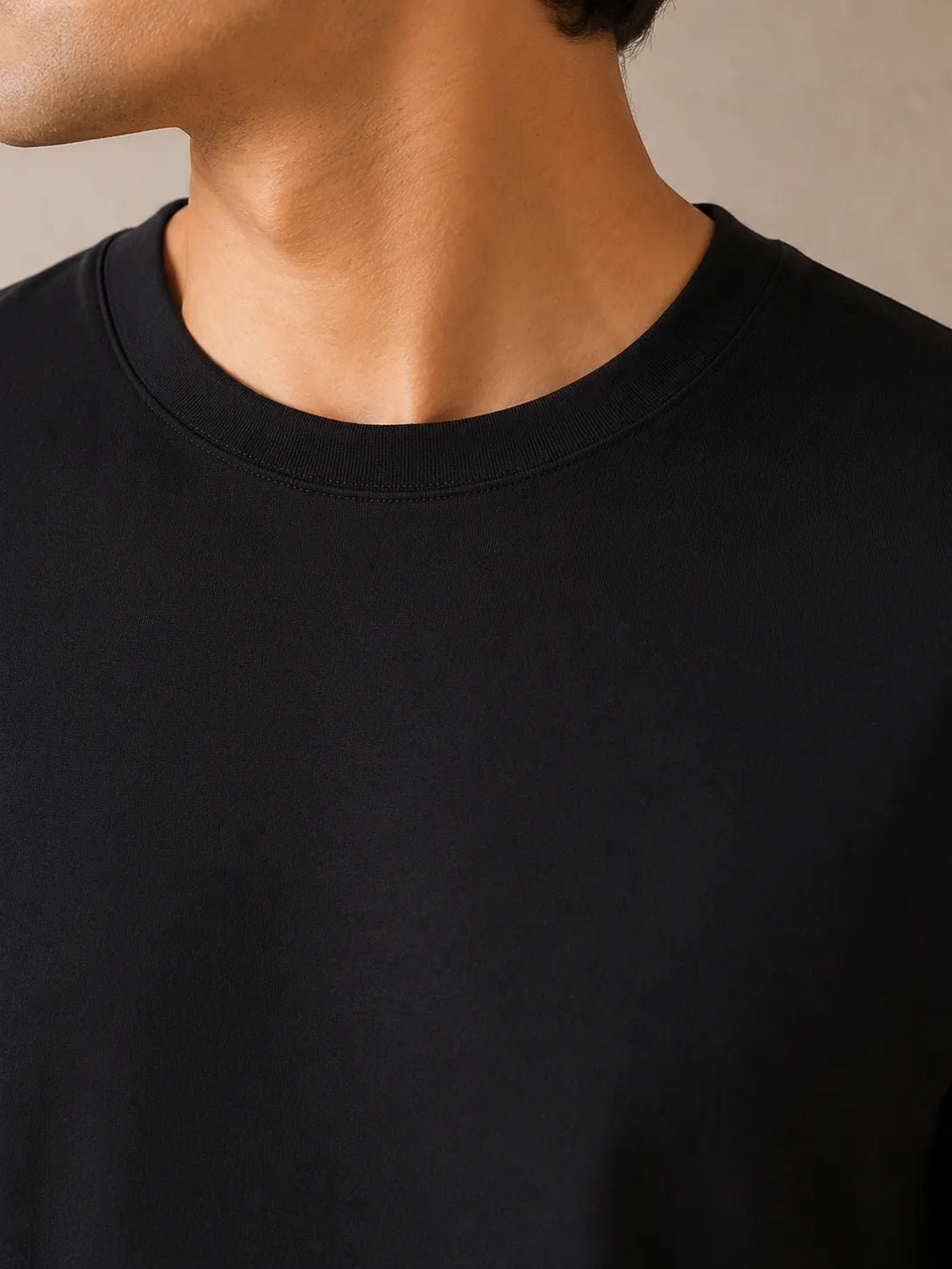 100% Cotton Shadow Black Crew Neck