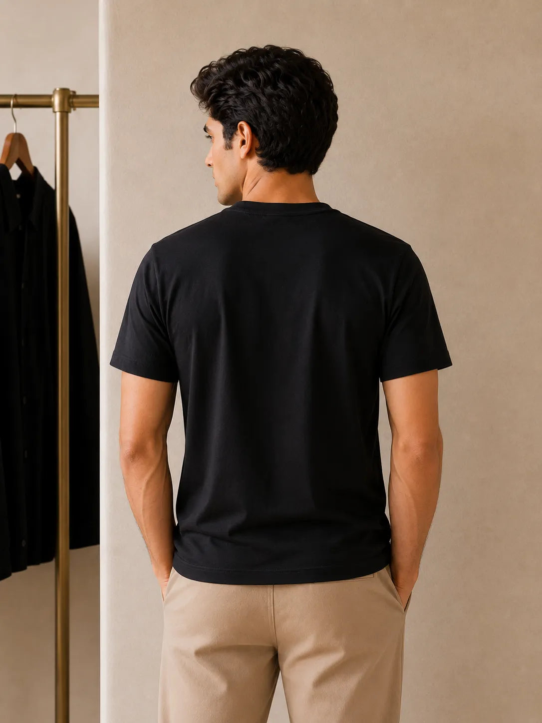 100% Cotton Shadow Black Crew Neck
