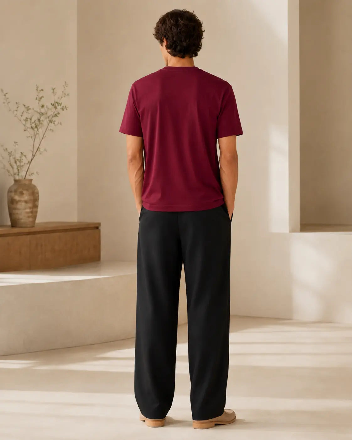 100% Supima Berry Maroon Crew Neck
