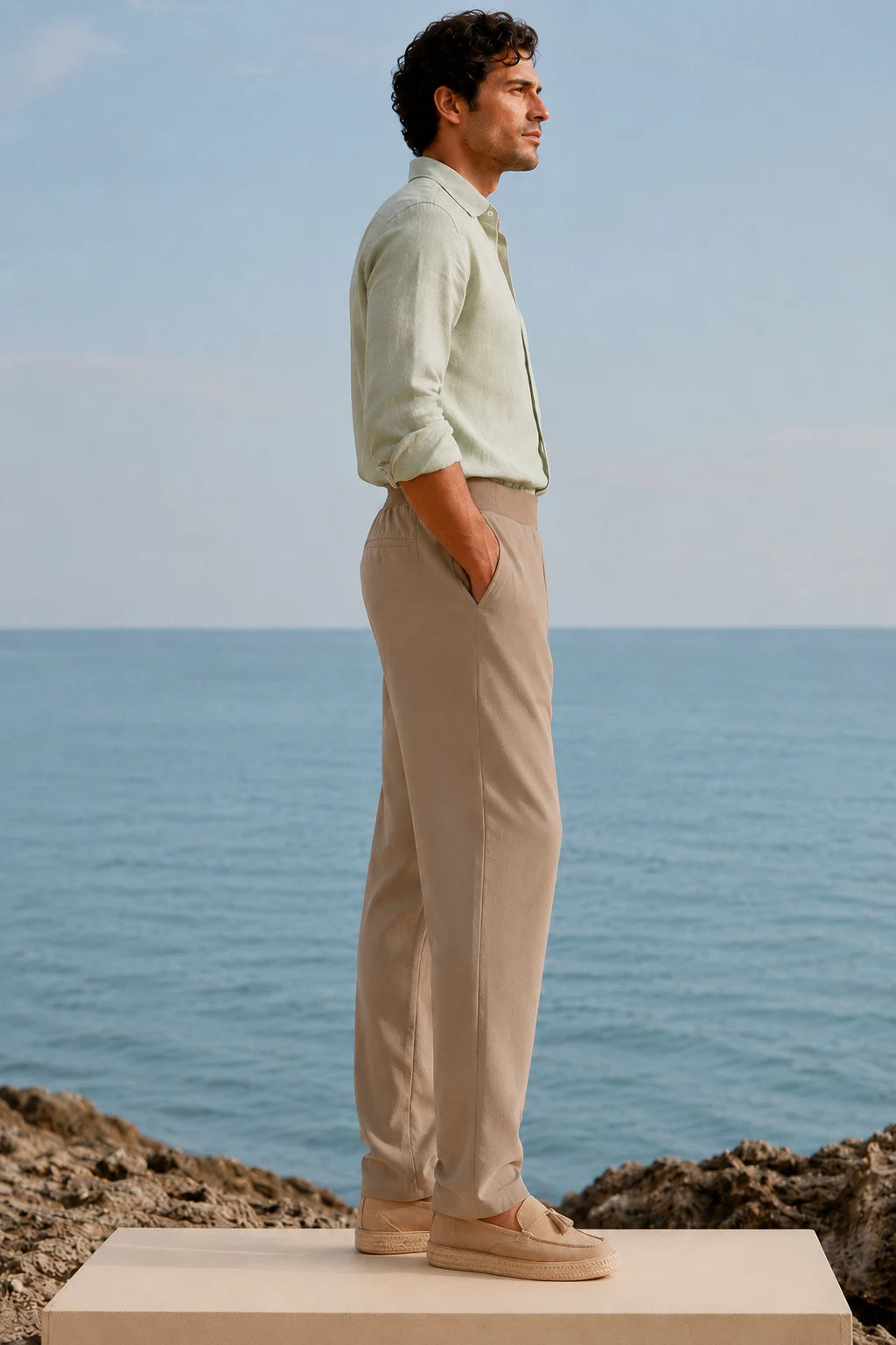 Fawn Beige Relaxed Fit Trouser