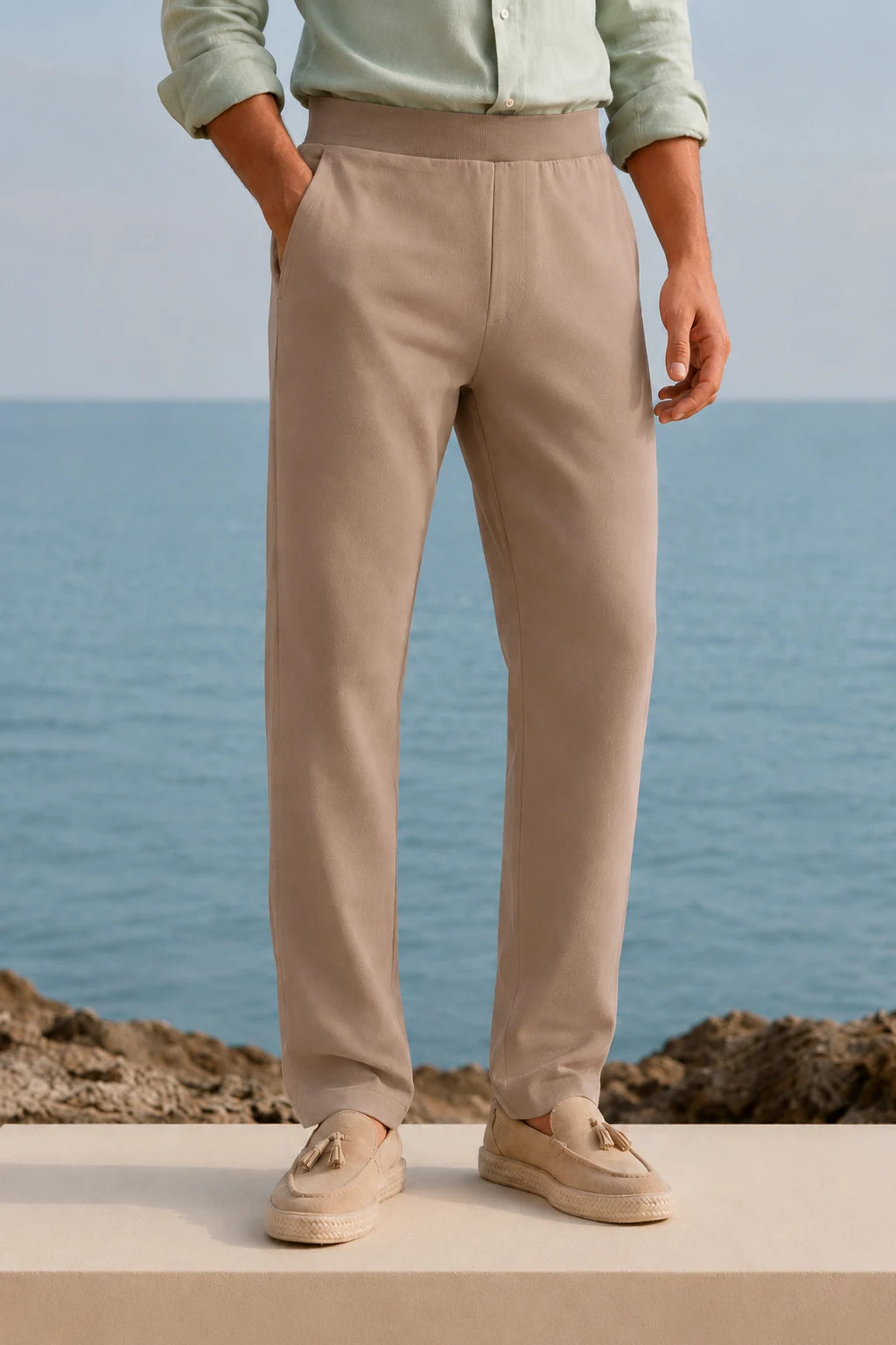 Fawn Beige Relaxed Fit Trouser