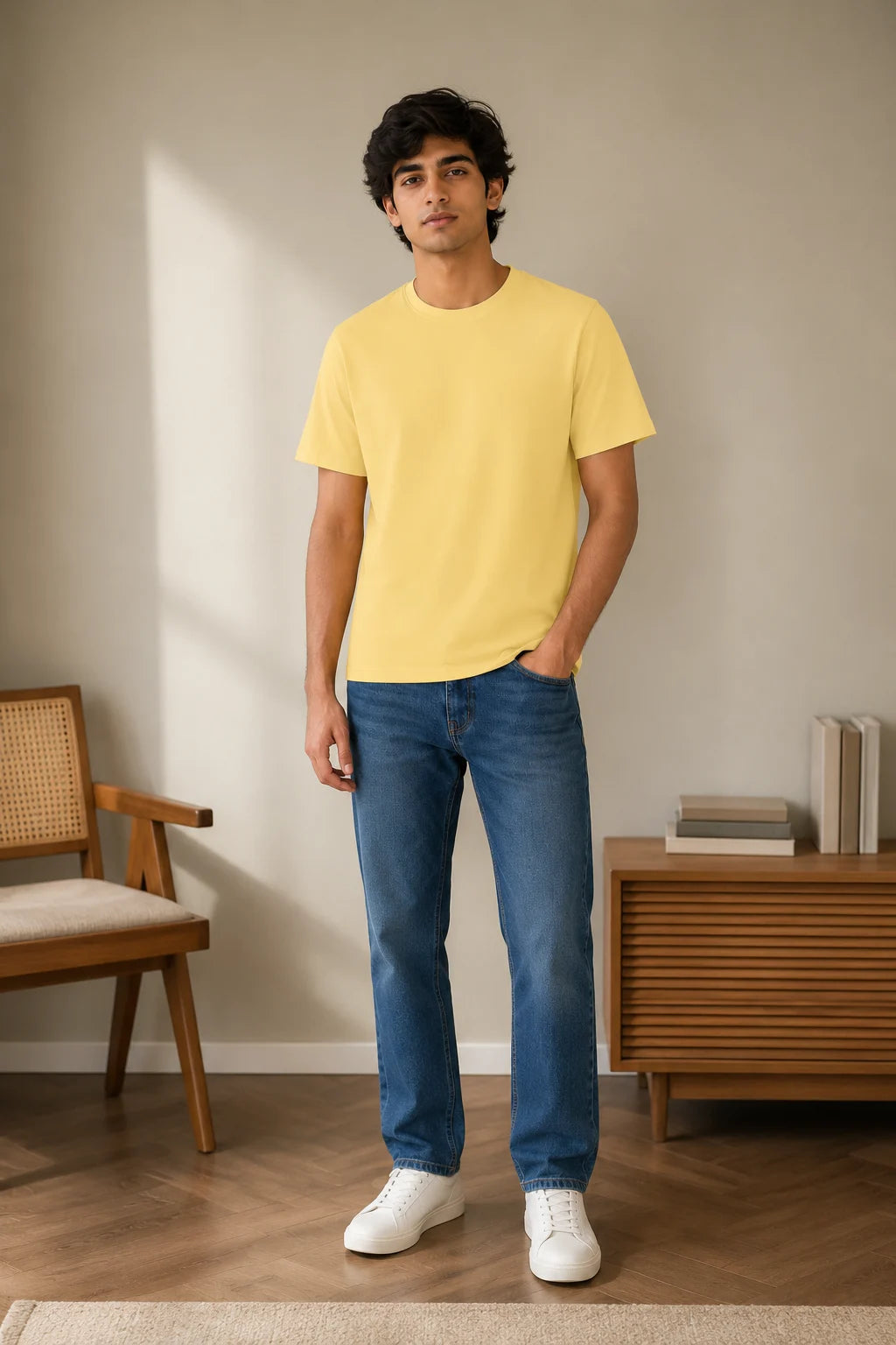 100% Cotton Lemon Mist Crew Neck