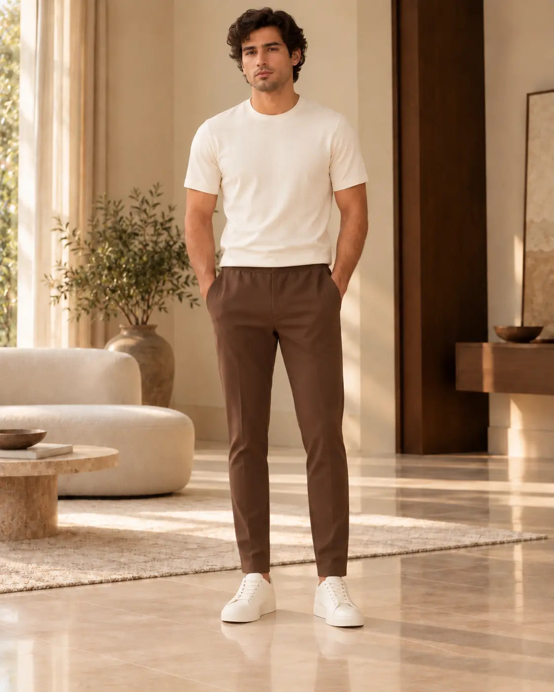 Mocha Brown Regular Fit Lower