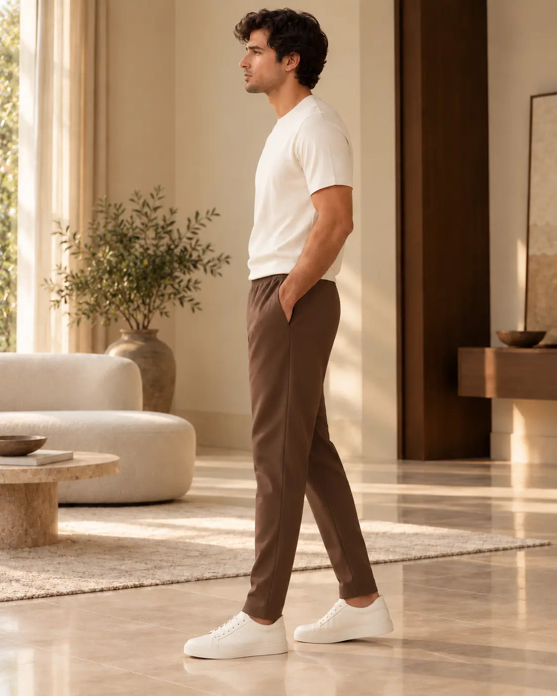 Mocha Brown Regular Fit Lower